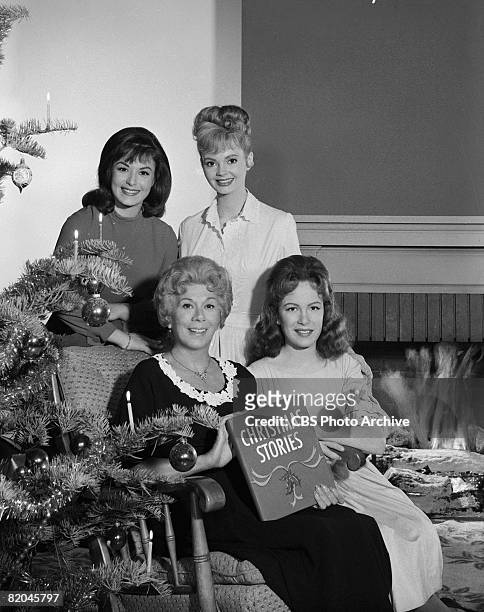 Promotional portrait of American actresses, clockwise from top left, Pat Woodell , Jeannine Riley , Linda Henning , and Bea Benaderet , who holds a...