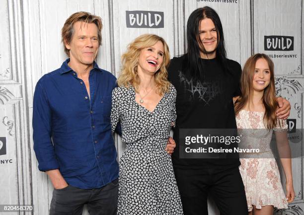 Actors Kevin Bacon, Kyra Sedgwick, Travis Bacon and Ryann Shane attend Build previewing the new Lifetime film 'Story of a Girl' at Build Studio on...