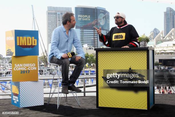 Director Denis Villeneuve and host Kevin Smith on the #IMDboat at San Diego Comic-Con 2017 at The IMDb Yacht on July 21, 2017 in San Diego,...