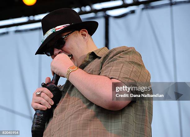 John Popper of Blues Traveler performs in concert at the Marymoor Amphitheater on July 9, 2008 in Redmond, Washington.