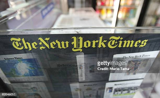 New York Times paper rack is seen July 23, 2008 in New York City. The New York broadsheet announced it posted an 82 percent decline in second quarter...