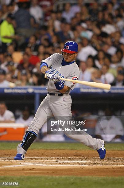 Kosuke Fukudome of the National League All-Stars bats against the American League All-Stars during the 79th MLB All-Star Game at Yankee Stadium on...