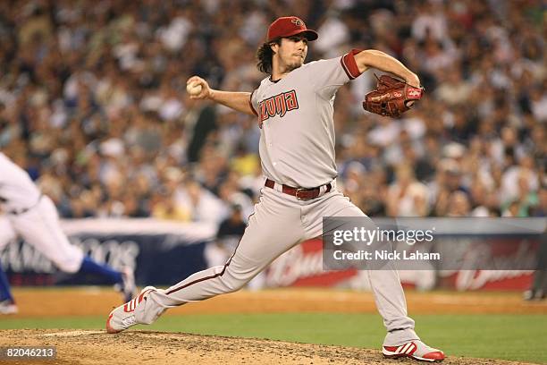 Pitcher Dan Haren of the National League All-Stars throws against the American League All-Stars during the 79th MLB All-Star Game at Yankee Stadium...