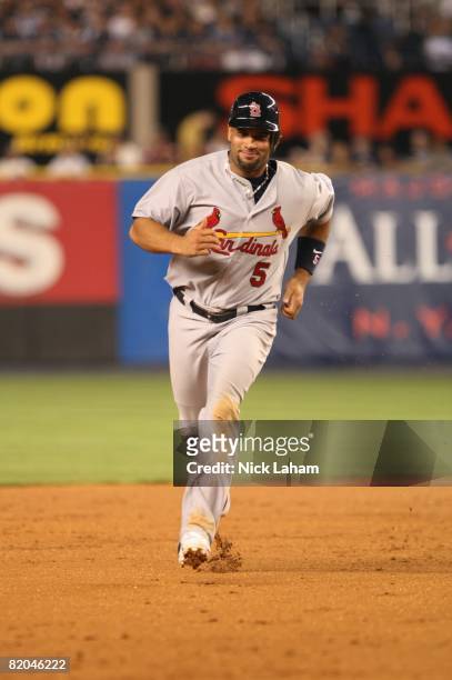 Albert Pujols of the National League All-Stars runs the bases against the American League All-Stars during the 79th MLB All-Star Game at Yankee...