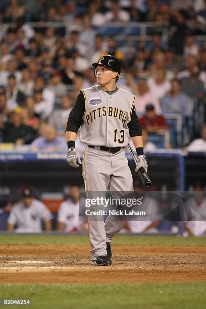 Nate McLouth of the National League All-Stars walks up to the plate against the American League All-Stars during the 79th MLB All-Star Game at Yankee...