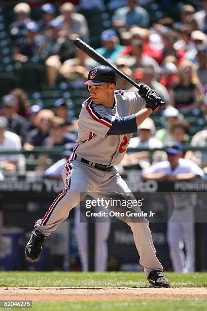 Grady Sizemore of the Cleveland Indians bats against the Seattle Mariners on July 19, 2008 at Safeco Field in Seattle, Washington.