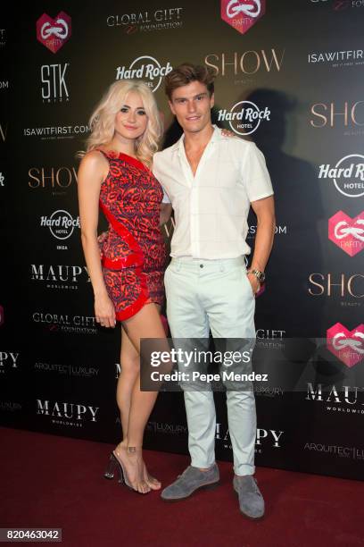 Pixie Lott and Oliver Cheshire attends the Global Gift Gala party at STK Ibiza on July 21, 2017 in Ibiza, Spain.