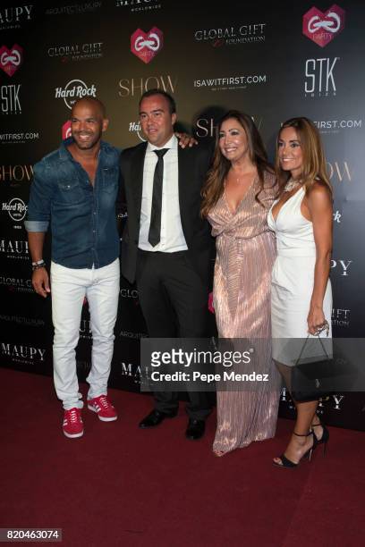 Amaury Nolasco and Maria Bravo attend the Global Gift Gala party at STK Ibiza on July 21, 2017 in Ibiza, Spain.