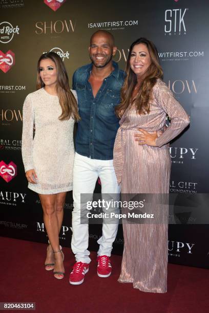 Eva Longoria, Amaury Nolasco and Maria Bravo attend the Global Gift Gala party at STK Ibiza on July 21, 2017 in Ibiza, Spain.