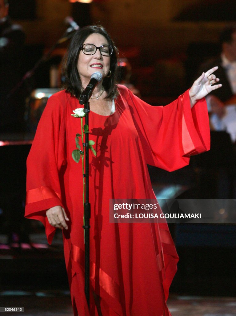 Greek singer Nana Mouskouri  performs in