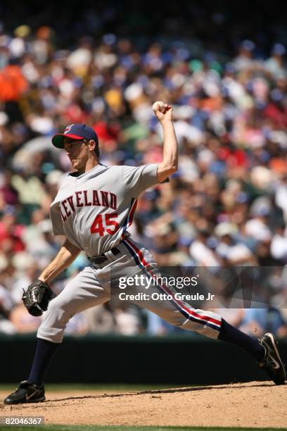 Jeremy Sowers of the Cleveland Indians pitches against the Seattle Mariners on July 19, 2008 at Safeco Field in Seattle, Washington.