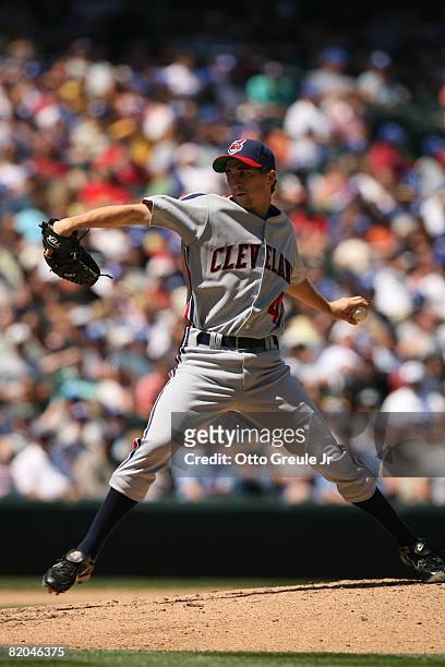 Jeremy Sowers of the Cleveland Indians pitches against the Seattle Mariners on July 19, 2008 at Safeco Field in Seattle, Washington.