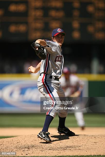 Jeremy Sowers of the Cleveland Indians pitches against the Seattle Mariners on July 19, 2008 at Safeco Field in Seattle, Washington.