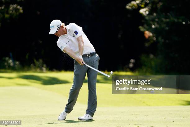 David Hearn of Canada plays a shot on the fifth hole during the second round of the Barbasol Championship at the Robert Trent Jones Golf Trail at...