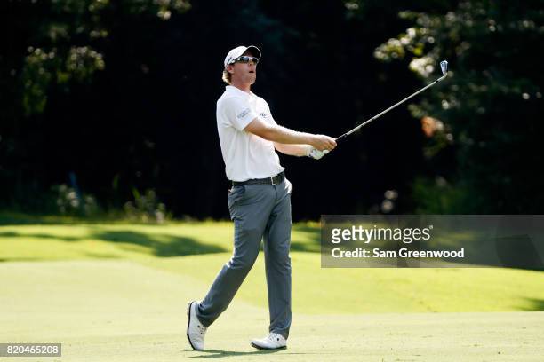 David Hearn of Canada plays a shot on the fifth hole during the second round of the Barbasol Championship at the Robert Trent Jones Golf Trail at...