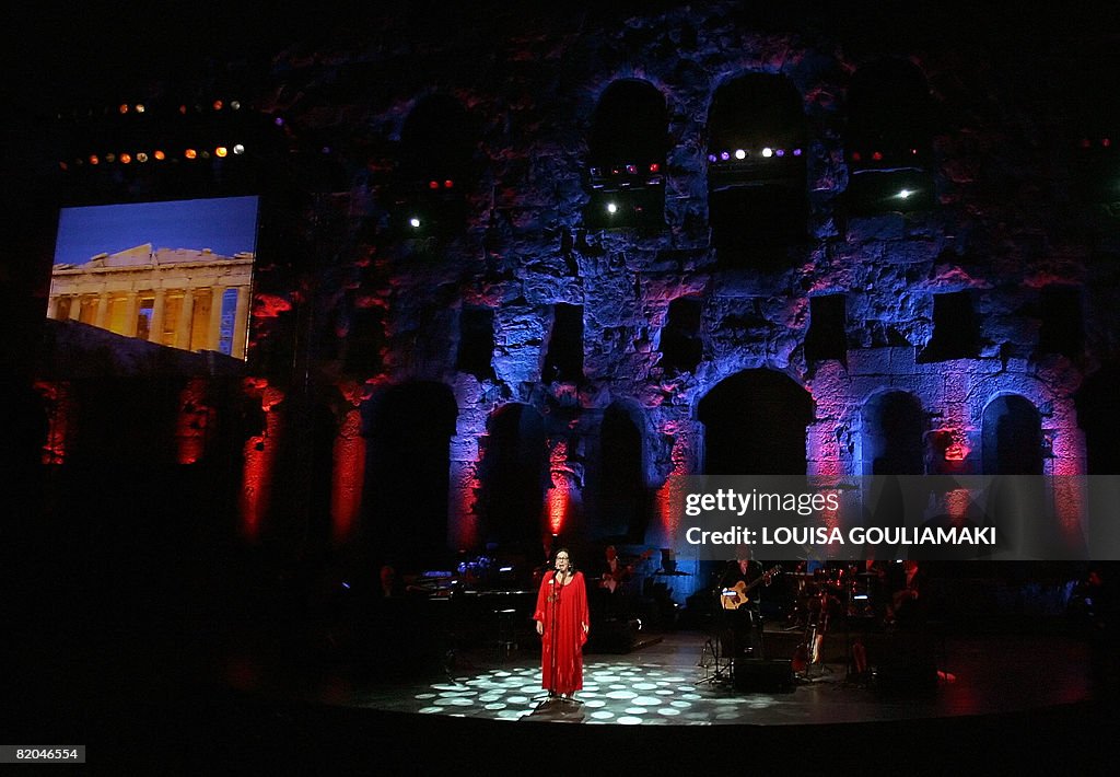 Greek singer Nana Mouskouri  performs in