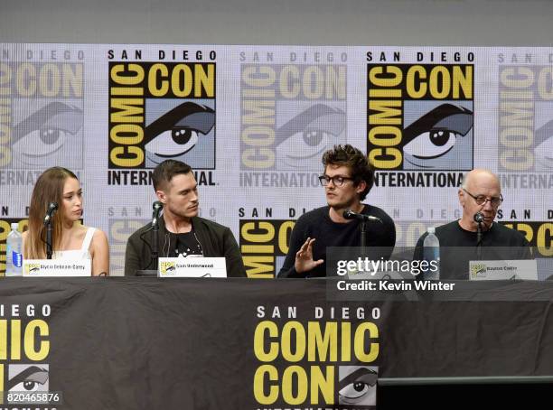 Actors Alycia Debnam-Carey, Sam Underwood, Daniel Sharman, and Dayton Callie speak onstage at Comic-Con International 2017 AMC's "Fear The Walking...