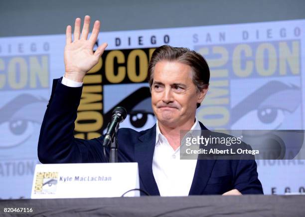 Actor Kyle MacLachlan speaks onstage at Comic-Con International 2017 Twin Peaks: A Damn Good Panel at San Diego Convention Center on July 21, 2017 in...