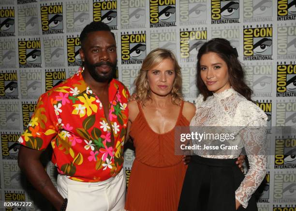 Actors Colman Domingo, Kim Dickens and Mercedes Mason from "Fear The Walking Dead" at the Hall H panel with AMC at San Diego Comic-Con International...