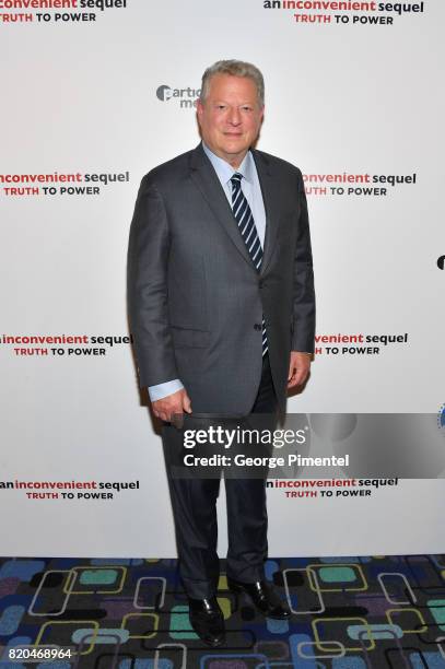 Former Vice President Al Gore attends a special Toronto screening of 'An Inconvenient Sequel: Truth to Power' at Cineplex Scotiabank Theatre on July...