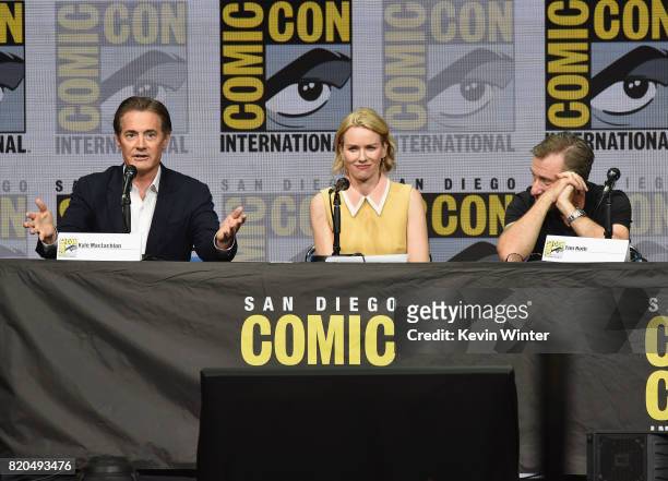 Actors Kyle MacLachlan, Naomi Watts and Tim Roth attend "Twin Peaks: A Damn Good Panel" during Comic-Con International 2017 at San Diego Convention...