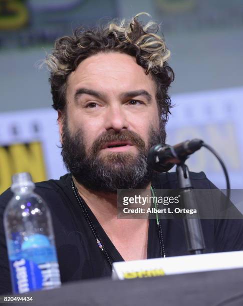Actor Johnny Galecki speaks onstage at Comic-Con International 2017 "The Big Bang Theory" panel at San Diego Convention Center on July 21, 2017 in...