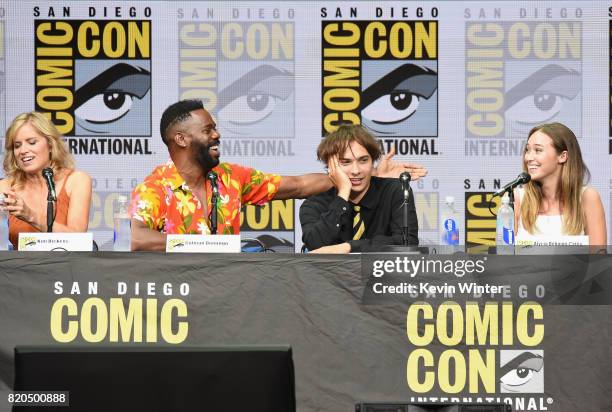 Actors Kim Dickens, Colman Domingo, Frank Dillane and Alycia Debnam-Carey speak onstage at Comic-Con International 2017 AMC's "Fear The Walking Dead"...