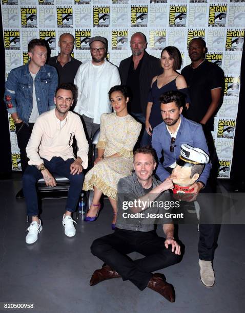 Actors Ian Colletti and Pip Torrens, writer/producer/director Seth Rogen, actors Graham McTavish, Julie Ann Emery, and Malcolm Barrett, actors Joseph...