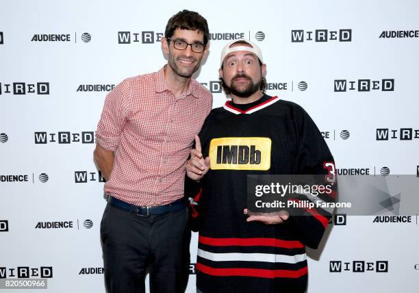 Editor and Cheif of WIRED Nicholas Thompson and Kevin Smith at 2017 WIRED Cafe at Comic Con, presented by AT&T Audience Network on July 21, 2017 in...