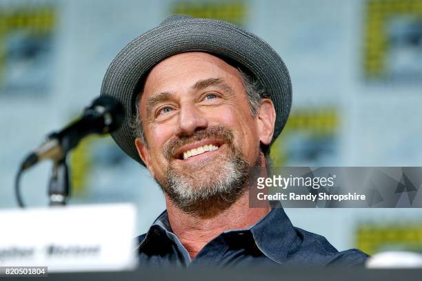 Actor Christopher Meloni speaks on stage during Entertainment Weekly's "Brave New Warriors" Panel at San Diego Comic-Con 2017 at San Diego Convention...