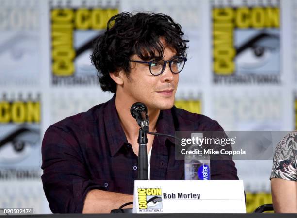 Bob Morley speaks onstage at Comic-Con International 2017 "The 100" panel at San Diego Convention Center on July 21, 2017 in San Diego, California.