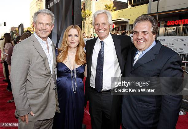 Fox's Hutch Parker, actress Gillian Anderson, director/creator Chris Carter and Fox's Jim Gianopulos pose at the world premiere of 20th Century Fox's...