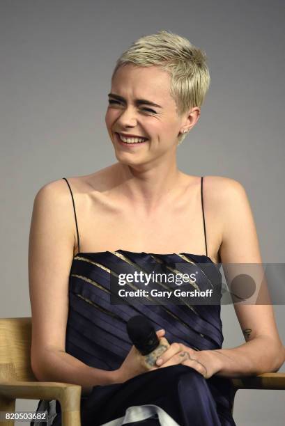 Actress Cara Delevingne attends Apple Store Soho Presents Perspectives: "Valerian and the City of a Thousand Planets" at Apple Store Soho on July 21,...