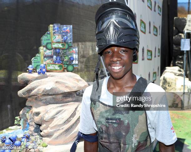 Caleb McLaughlin attends Awesome Little Green Men battle at paintball park at Camp Pendleton on July 20, 2017 in Oceanside, California.