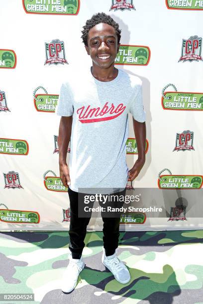 Caleb McLaughlin attends Awesome Little Green Men battle at paintball park at Camp Pendleton on July 20, 2017 in Oceanside, California.