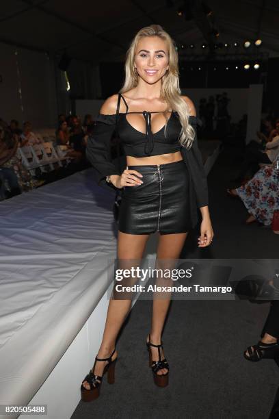 Khloe Terae attends the SWIMMIAMI Prey Swim by Audrina Patridge Resort 2018 Collection fashion show at The Tent on July 21, 2017 in Miami, Florida.