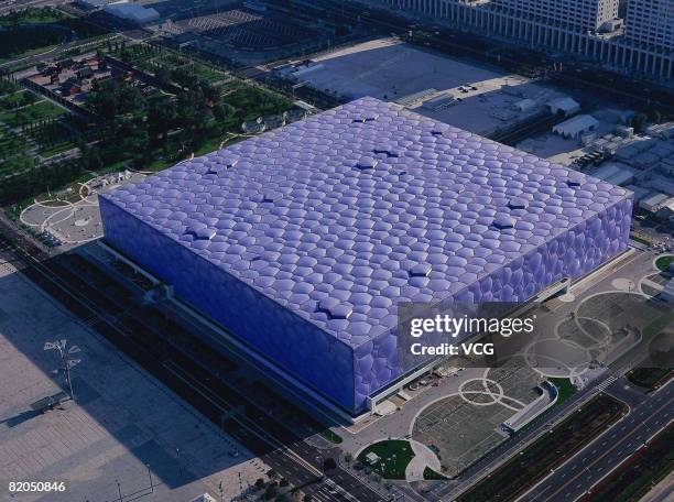 Aerial view of the Beijing National Aquatics Centre, also known as the "Water Cube", on July 22, 2008 in Beijing, China.