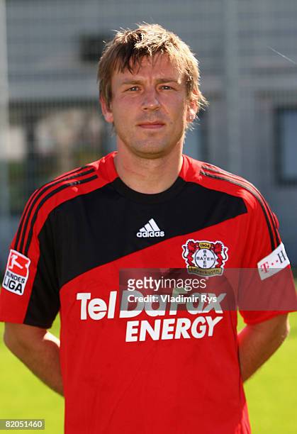 Bernd Schneider poses for a photo during the Bundesliga team presentation of Bayer Leverkusen on July 24, 2008 in Leverkusen, Germany.