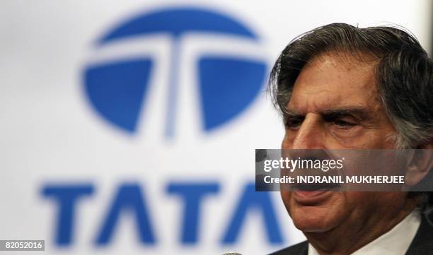 Chairman of the Tata group, Ratan Tata speaks during the 63rd annual general meeting of Tata Motors in Mumbai on July 24, 2008. India's top vehicle...