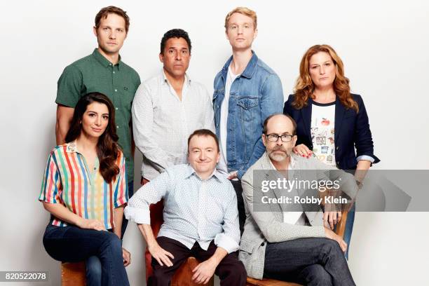 Actors Nasim Pedrad, Michael Cassidy, Oscar Nunez, Ken Hall, Bjorn Gustafsson, Brian Huskey and Ana Gasteyer from TBS' 'People of Earth' pose for a...