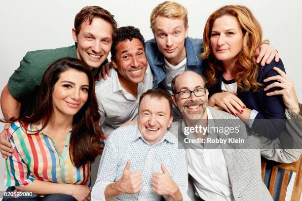 Actors Nasim Pedrad, Michael Cassidy, Oscar Nunez, Ken Hall, Bjorn Gustafsson, Brian Huskey and Ana Gasteyer from TBS' 'People of Earth' pose for a...