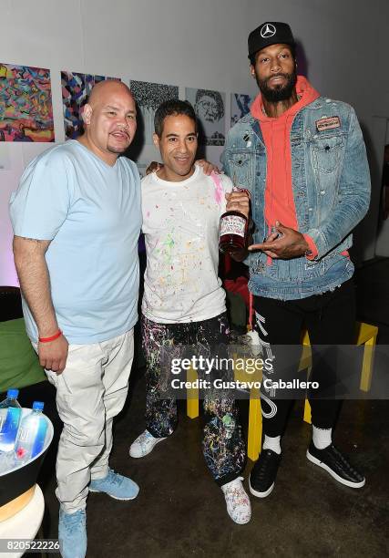 Miami-based Hip hop artist, Fat Joe , Street-artist-turned-art-world phenomenon JonOne, and Miami Heat basketball player James Johnson attend...