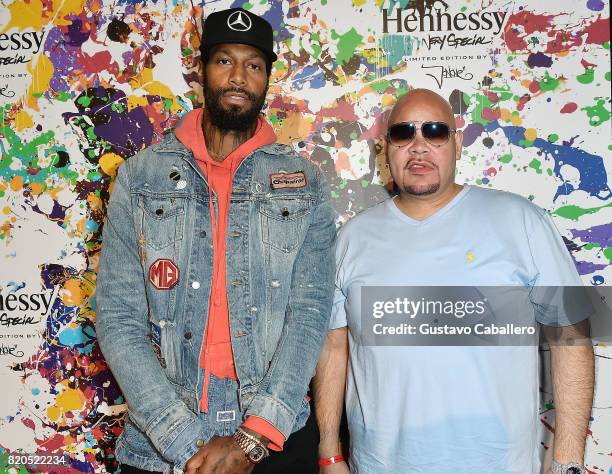 Miami Heat basketball player James Johnson and Miami-based Hip hop artist, Fat Joe attend Hennessy V.S Limited Edition by JonOne launch party at...