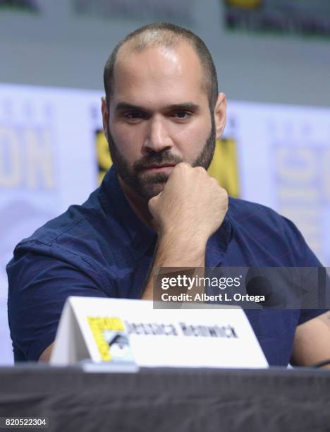 Writer/producer Marco Ramirez speaks onstage at Netflix's "The Defenders" panel during Comic-Con International 2017 at San Diego Convention Center on...