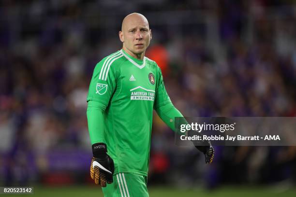 Brad Guzan of Atlanta United during the MLS match between Atlanta United and Orlando City at Orlando City Stadium on July 21, 2017 in Orlando,...