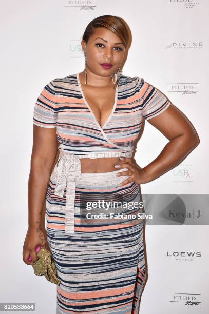 Guest attends the Keva J Swimwear S/S 2018 fashion show at Loews Miami Beach Hotel on July 21, 2017 in Miami Beach, Florida.