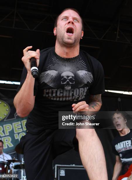 Dan Marsala of Story of the Year performs at the Van's Warped Tour at Seaside Park on June 22, 2008 in Ventura, California.