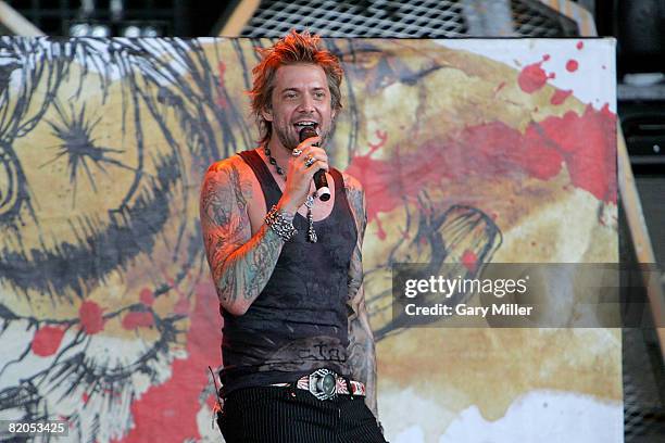 Lead singer James Michael of Sixx A.M. Performs during CrueFest at the Verizon Wireless Amphitheater on July 23, 2008 in San Antonio, Texas.
