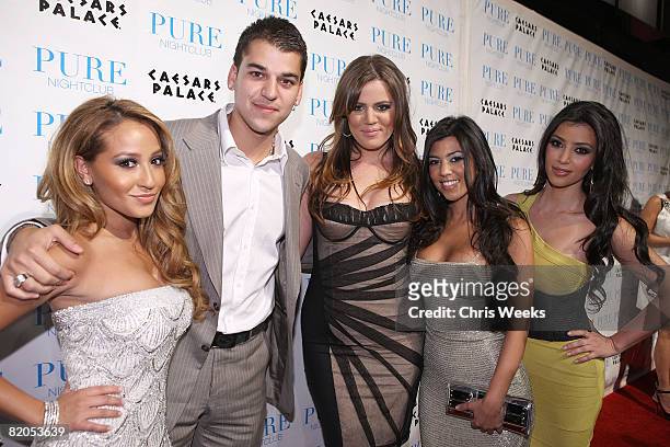 Actress Adrienne Bailon, reality television personalities Robert Kardashian, Khloe Kardashian, Kourtney Kardashian and Kim Kardashian attend PURE...