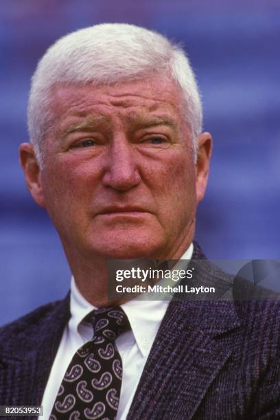 Radio announcer, Herb Score of the Cleveland Indians, before a baseball game against the Baltimore Orioles on September 2, 1991 at Memorial Stadium...